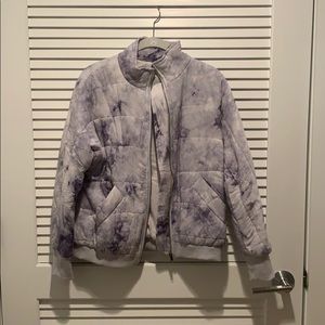 Light tie dyed puffer jacket small